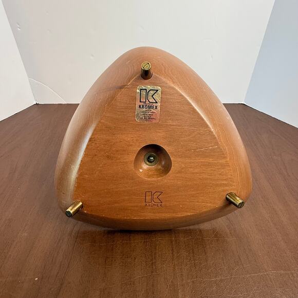 Vintage Kromex MCM Wood Nut Tray with Brass Handle Mid Century Modern - Picture 3 of 5